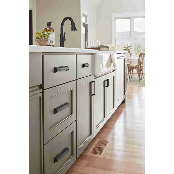 Amerock Appoint 3 in & 3-3/4 in 76mm & 96 mm Center-to-Center Matte Black Cabinet Cup Pull - BP36762FB