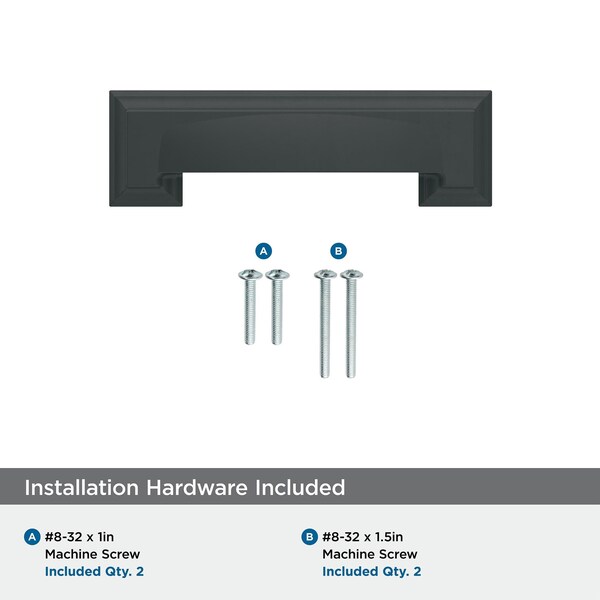 Amerock Appoint 3 in & 3-3/4 in 76mm & 96 mm Center-to-Center Matte Black Cabinet Cup Pull - BP36762FB