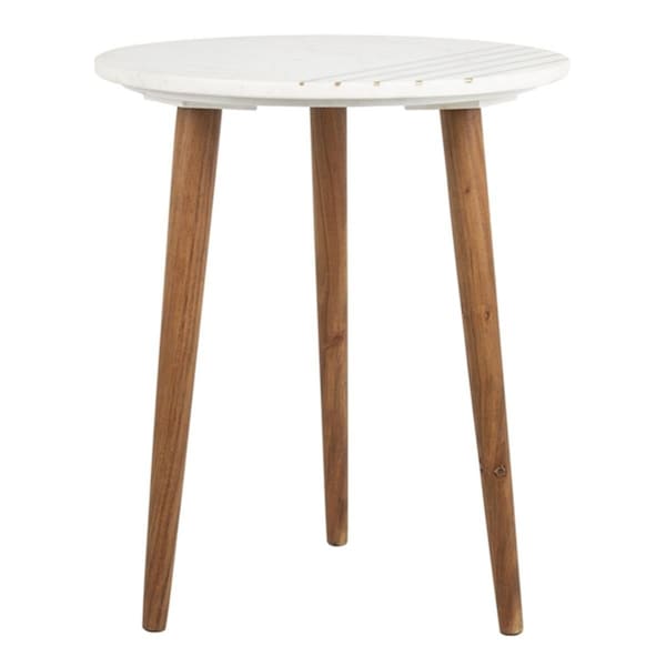 Safavieh Valerie Marble Accent Table - Natural Brown, White & Gold - ACC7202A