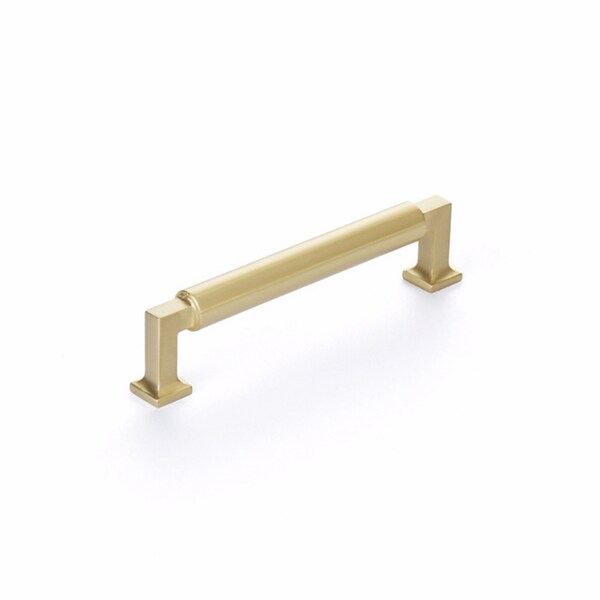 Schaub 5in Center to Center Haniburton Cabinet Pull Satin Brass Finish - 475-SB