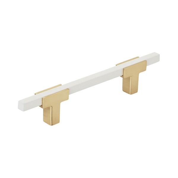 Amerock Urbanite 3-3/4 in 96 mm Center-to-Center Brushed Gold/White Cabinet Pull - BP77896BGLWHT