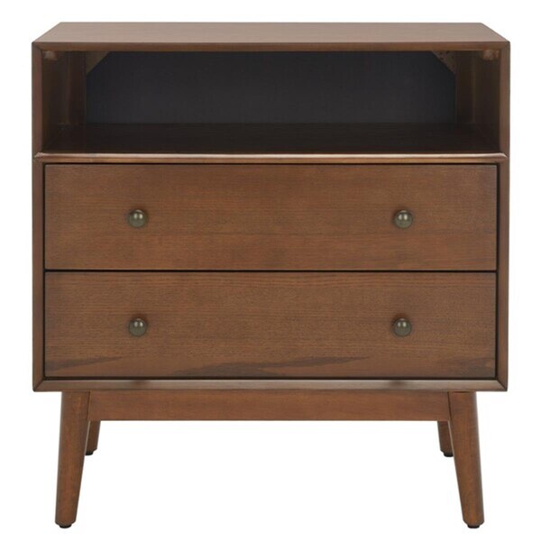 Safavieh Scully 2 Drawer 1 Shelf Chest; Medium Oak & Antique Gold - CHS6416C