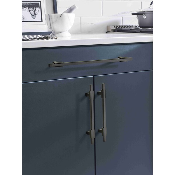 Amerock Urbanite 10-1/16 in 256 mm Center-to-Center Matte Black/Matte Black Cabinet Pull - BP778256MBMB