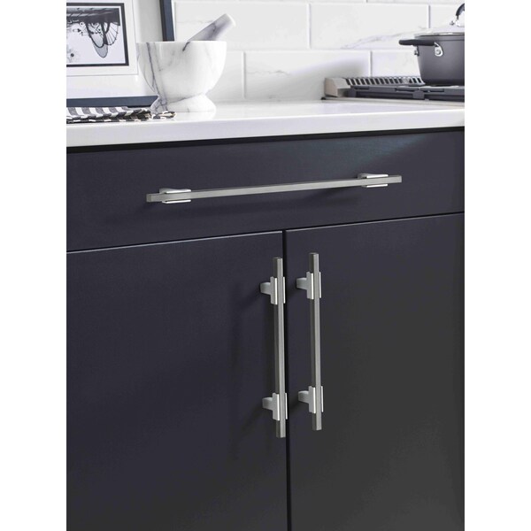 Amerock Urbanite 10-1/16 in 256 mm Center-to-Center Polished Chrome/Black Chrome Cabinet Pull - BP77825626BCR