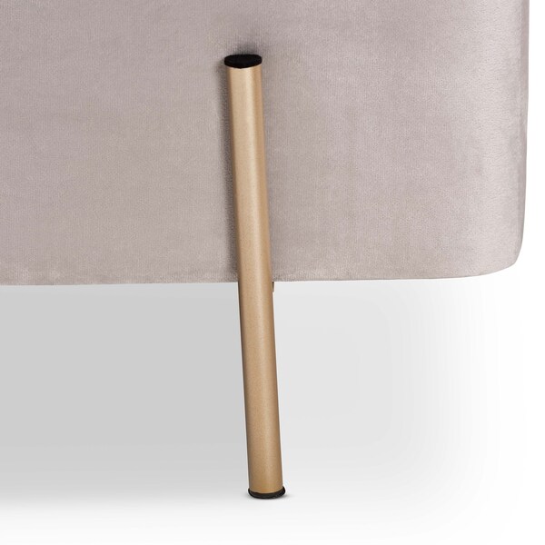 Baxton Studio Rockwell Contemporary Glam and Luxe Grey Velvet Upholstered and Gold Finished Metal Storage Bench - 198-12210-ZORO