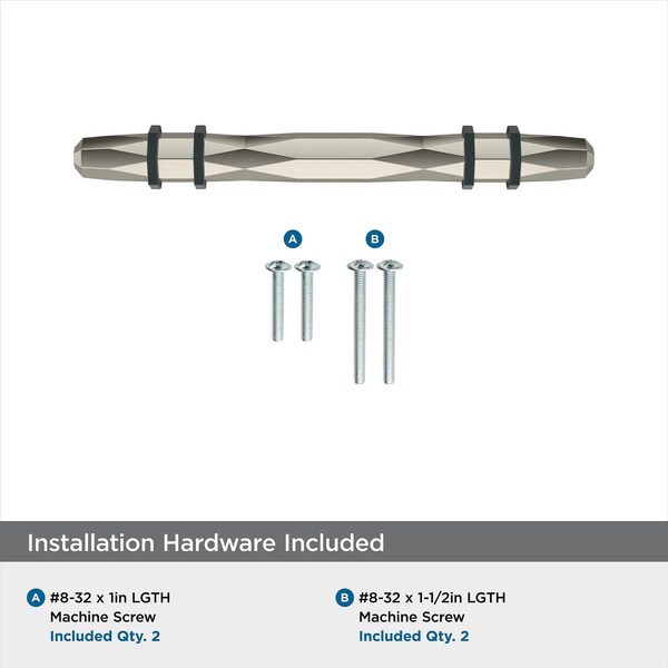Amerock London 3-3/4 in 96 mm Center-to-Center Polished Nickel/Black Bronze Cabinet Pull - BP36648PNBBR