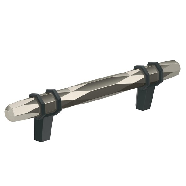 Amerock London 3-3/4 in 96 mm Center-to-Center Polished Nickel/Black Bronze Cabinet Pull - BP36648PNBBR