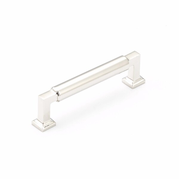 Schaub 4in Center to Center Haniburton Cabinet Pull Polished Nickel Finish - 474-PN