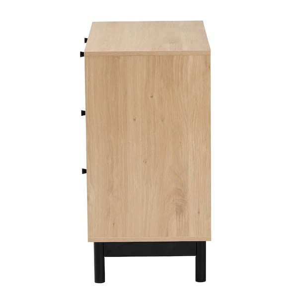 Baxton Studio Cherelle Mid-Century Modern Light Brown and Black 3-Drawer Storage Cabinet - 238-13333-ZORO