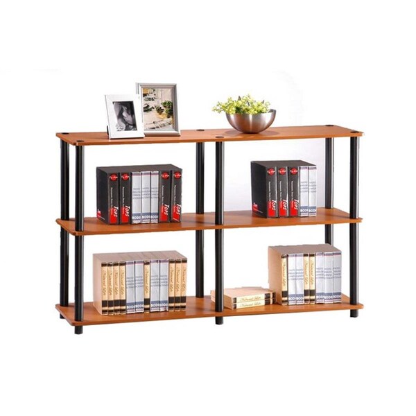 Highkey Turn-N-Tube 3-Tier Double Size Storage Display Rack, Light Cherry & Black - 29.5 x 47.2 x 11.6 in. - LR379018