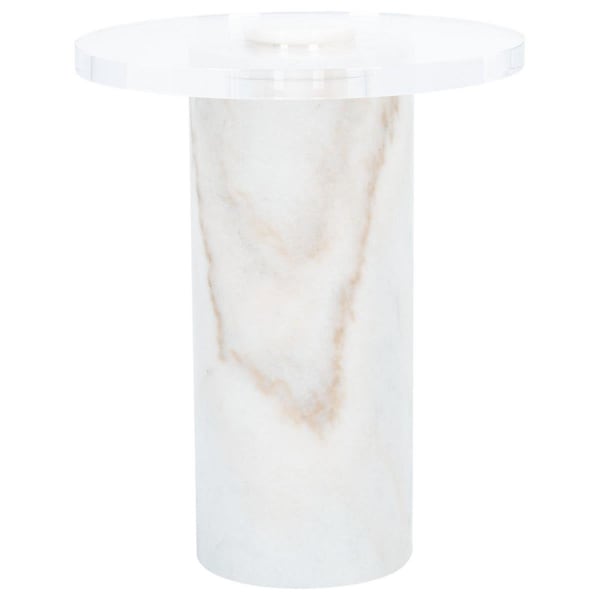 Safavieh Catarina Marble Drink Table, White & Clear - SFV2537A-2BX