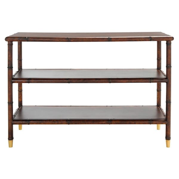 Safavieh Tudor 2 Shelf Console Table, Dark Brown & Gold - CNS6601A