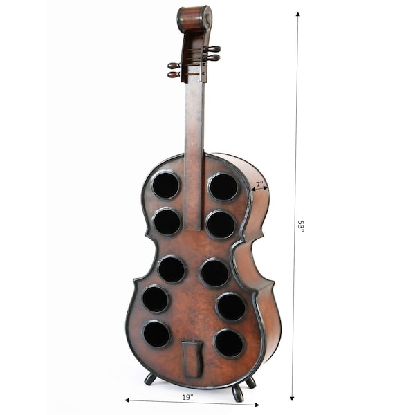 Vintiquewise Wooden Violin Shaped Wine Rack, 10 Bottle Decorative Wine Holder - QI003342L