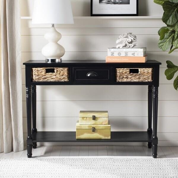 Safavieh Christa Console Table- Distressed Black - 31.5 x 13.4 x 44.5 in. - AMH5737A