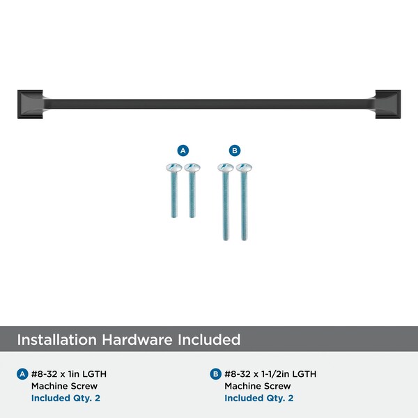 Amerock Exceed 12-5/8 inch 320mm Center-to-Center Matte Black Cabinet Pull - BP36925FB