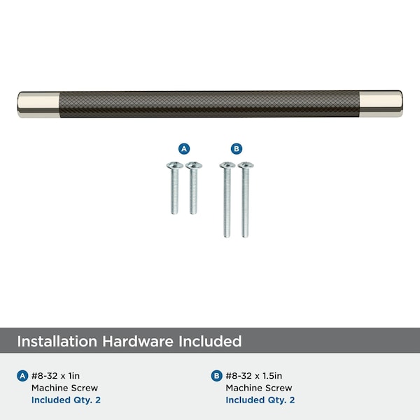 Amerock Esquire 8 in 203 mm Center-to-Center Polished Nickel/Gunmetal Cabinet Pull - BP36562PNGM