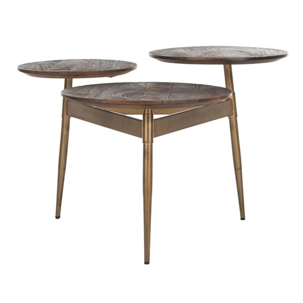 Safavieh Ian 3 Circle Accent Table, Rustic Honey & Gold - ACC3702A