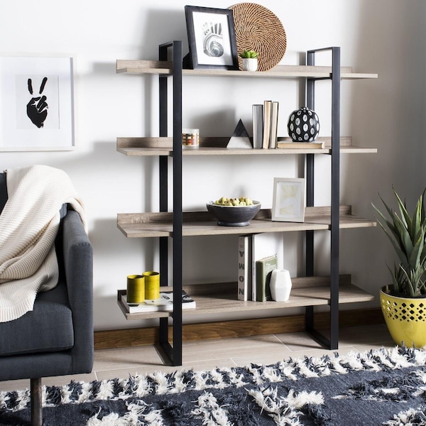 Safavieh Melissa Retro Mid Century 4 Tier Etagere, Light Brown & Black - FOX4282A