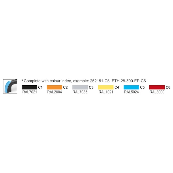 Elesa Aluminium tube with epoxy resin coating, ETH.28-500-EP-C17 - ETH-EP