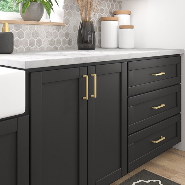 Richelieu Lambton Collection 5 1/16-inch (128 mm) Satin Brass Modern Rectangular Cabinet Pull - BP873128160