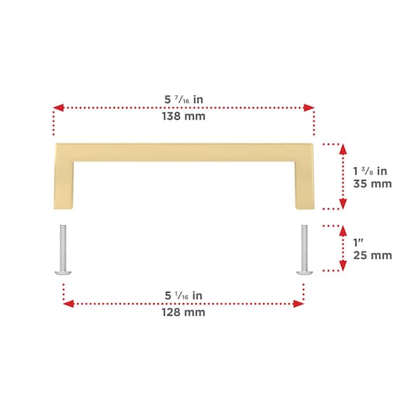 Richelieu Lambton Collection 5 1/16-inch (128 mm) Satin Brass Modern Rectangular Cabinet Pull - BP873128160