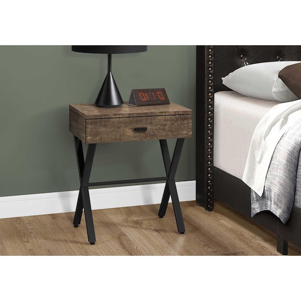 Homeroots 22.25 in. Brown Reclaimed Wood Particle Board & Black Metal Accent Table - 333206