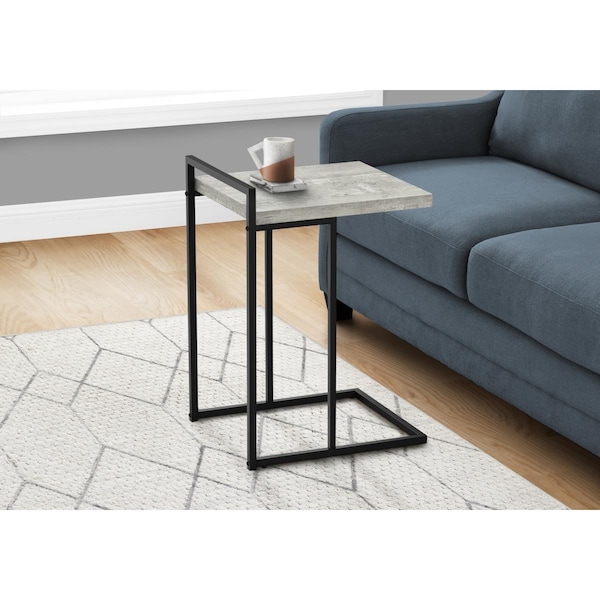 Daphnes Dinnette 25 in. Reclaimed Wood Accent Table, Grey - Black Metal - DA3072173