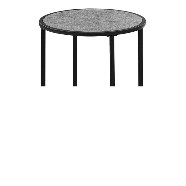 Daphnes Dinnette 18.25 x 18.25 x 24 in. Accent Table - Grey Stone-Look - Black Metal - DA3598934