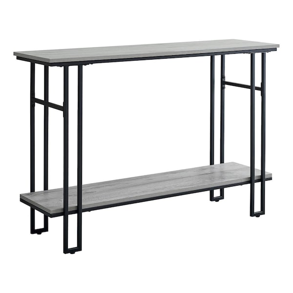 Daphnes Dinnette 47 x 14 x 32 in. Hall Console Accent Table, Grey - Black Metal Finish - DA3061477