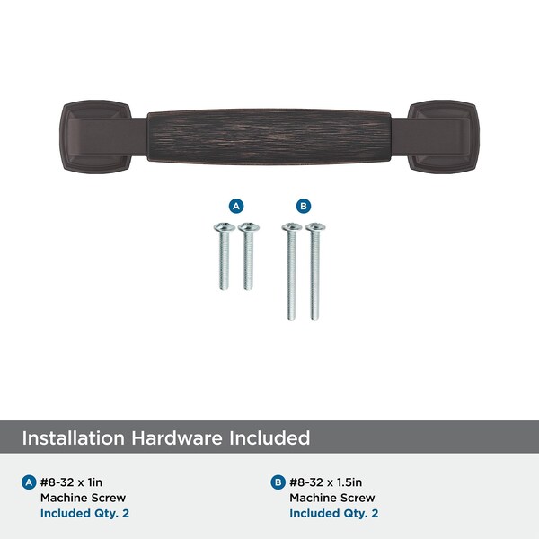 Amerock Stature 3-3/4 in 96 mm Center-to-Center Oil Rubbed Bronze Cabinet Pull - BP36887ORB