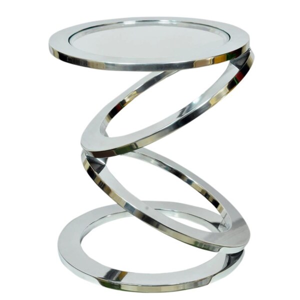 Gfancy Fixtures Silver Rings Metal Frame & Glass Top Accent Table - GF3089097