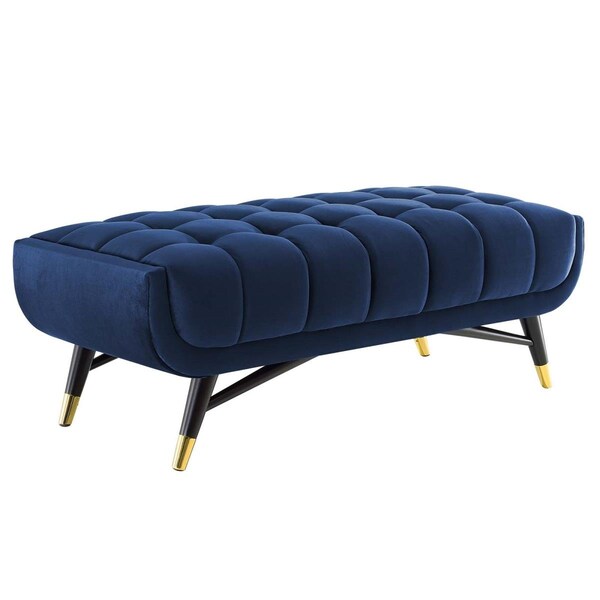 Modway Furniture 47.5 in. Adept Performance Velvet Bench, Midnight Blue - EEI-4242-MID