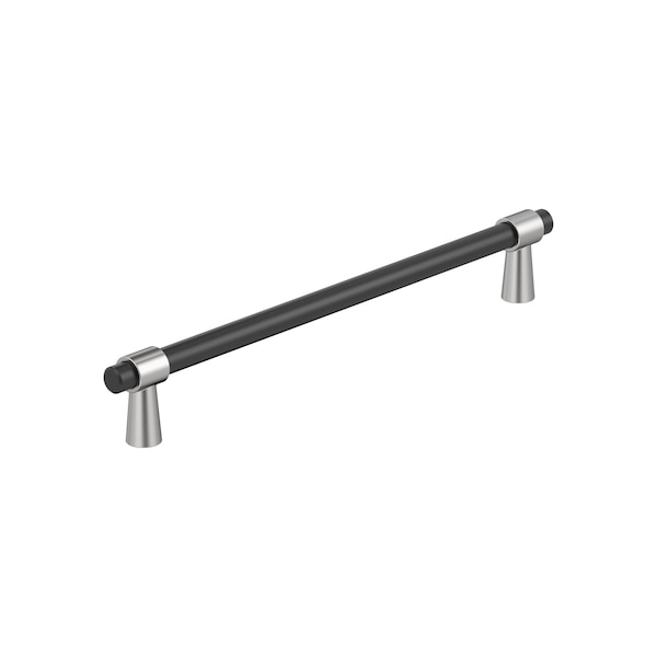 Amerock Mergence 7-9/16 inch 192mm Center-to-Center Matte Black/Polished Chrome Cabinet Pull - BP36980FB26