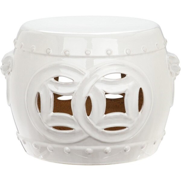 Safavieh 11.5 x 16.25 x 16.25 in. Mei Double Coin Garden Stool, Antique White - ACS4534A