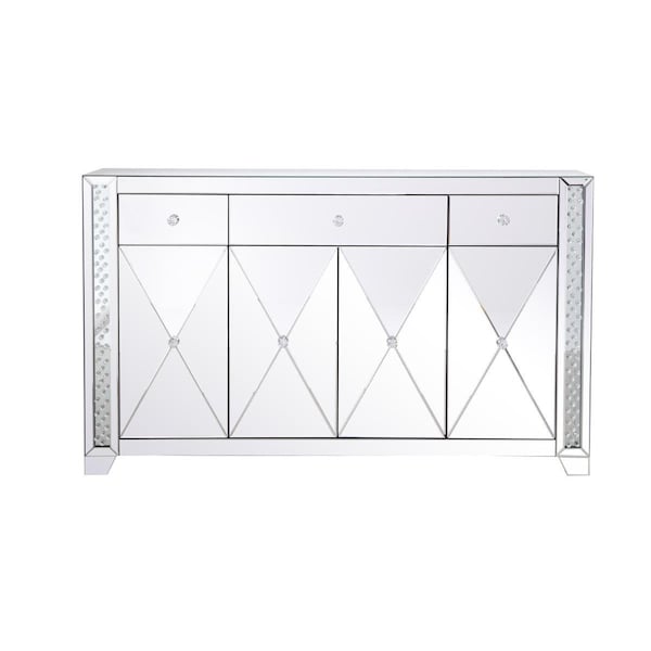 Convenience Concepts 60 in. Modern Clear Crystal Mirrored Credenza - HI2571162