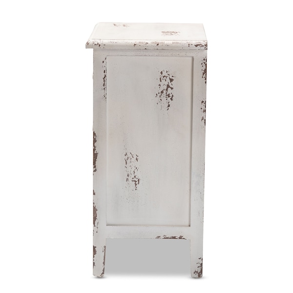Baxton Studio Angeline Antique White and Teal Finished Wood 5-Drawer Chest - 152-9187