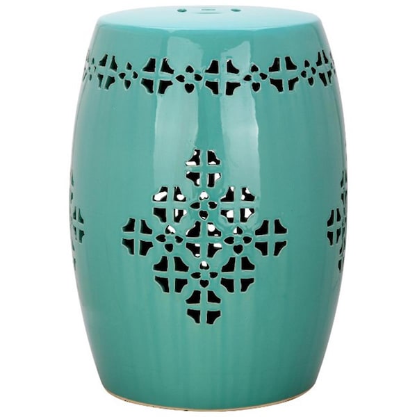 Safavieh Quatrefoil Garden Stool- Aqua - 18 x 14 x 14 in. - ACS4535C