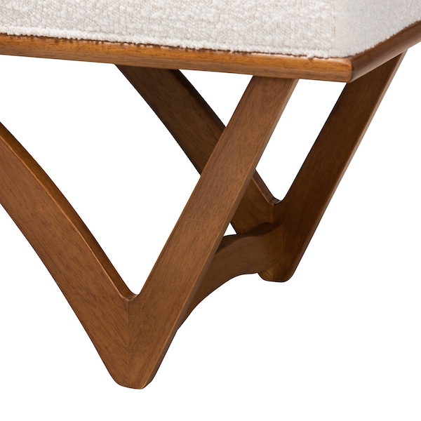 Baxton Studio Chenoa Japandi Cream Boucle Fabric and Walnut Brown Finished Wood Bench - 233-13318-ZORO