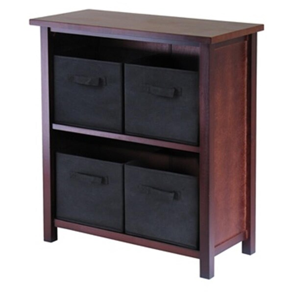 Doba-Bnt Verona 2 Section M Storage Shelf with 4 Foldable Baskets - Walnut and Black - SA609842