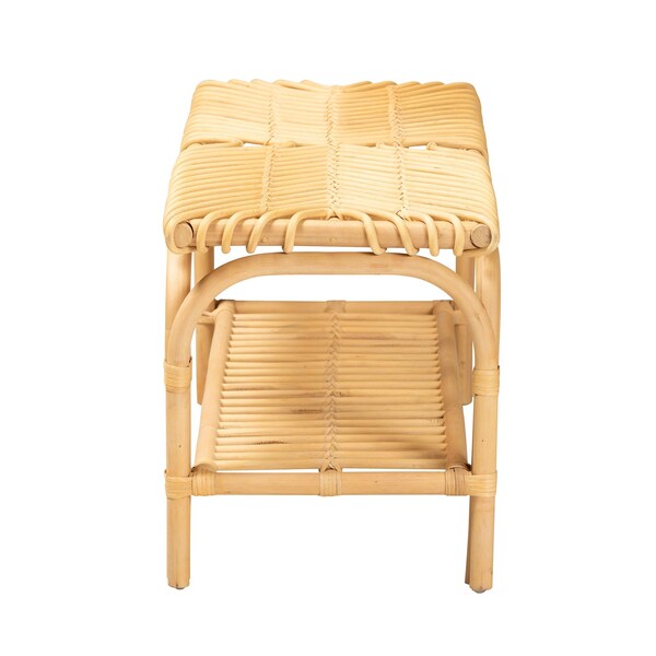 Baxton Studio Himari Modern Bohemian Natural Brown Rattan Accent Bench - 233-13164-ZORO