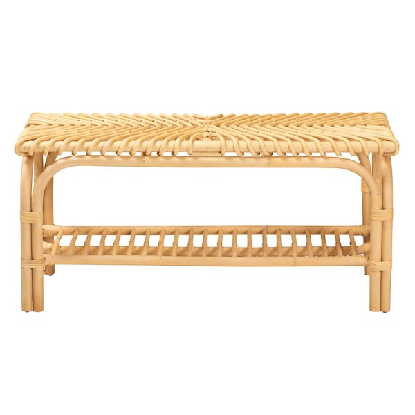 Baxton Studio Himari Modern Bohemian Natural Brown Rattan Accent Bench - 233-13164-ZORO
