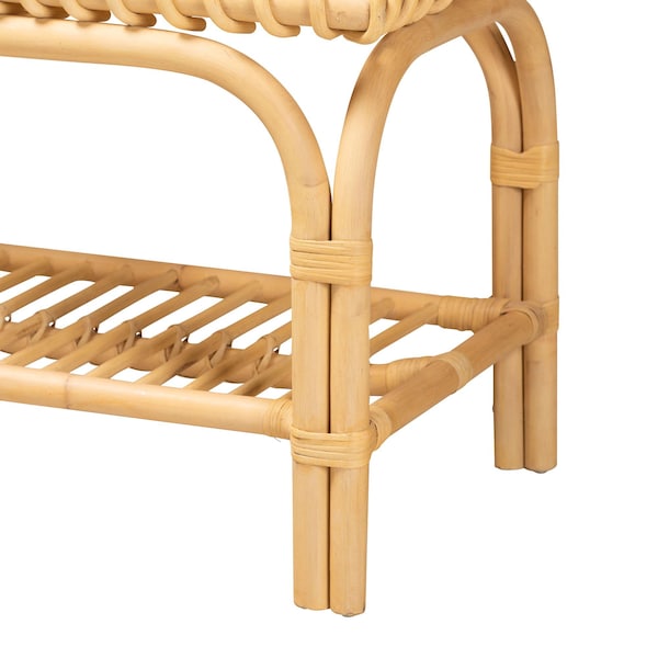 Baxton Studio Himari Modern Bohemian Natural Brown Rattan Accent Bench - 233-13164-ZORO