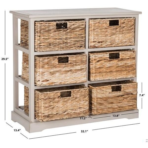 Safavieh Keenan 6 Basket Storage Chest- Vintage Grey - 29.5 x 13.4 x 32.1 in. - AMH5740D