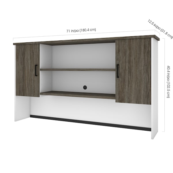 Bestar Norma Hutch, Walnut Grey & White - 181520-000035
