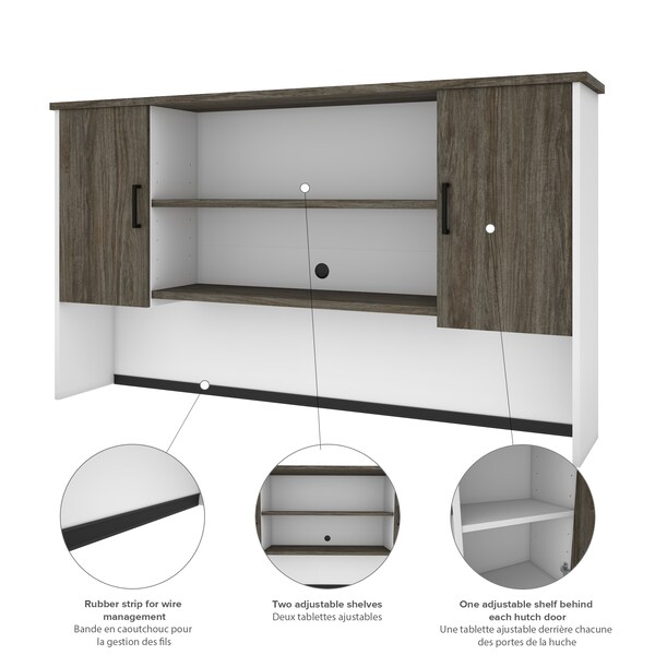 Bestar Norma Hutch, Walnut Grey & White - 181520-000035