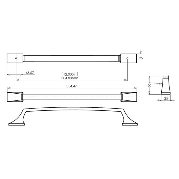 Richelieu 12 in. (305 mm) Center-to-Center Polished Nickel Transitional Drawer Pull - BP765304180