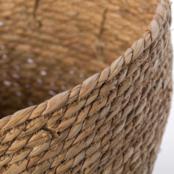 Vintiquewise Decorative Round Wicker Woven Rope Storage Blanket Basket with Braided Handles - Large - QI003835.L