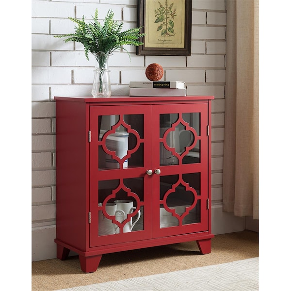 Kb 28 x 26 x 12 in. Wood Door Console Table - Red - R1220