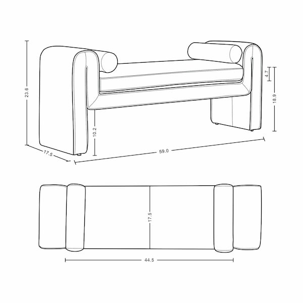 Manhattan Comfort Concord Bench in Dove - BE001-DO