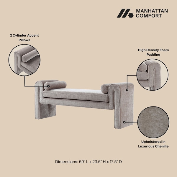 Manhattan Comfort Concord Bench in Dove - BE001-DO